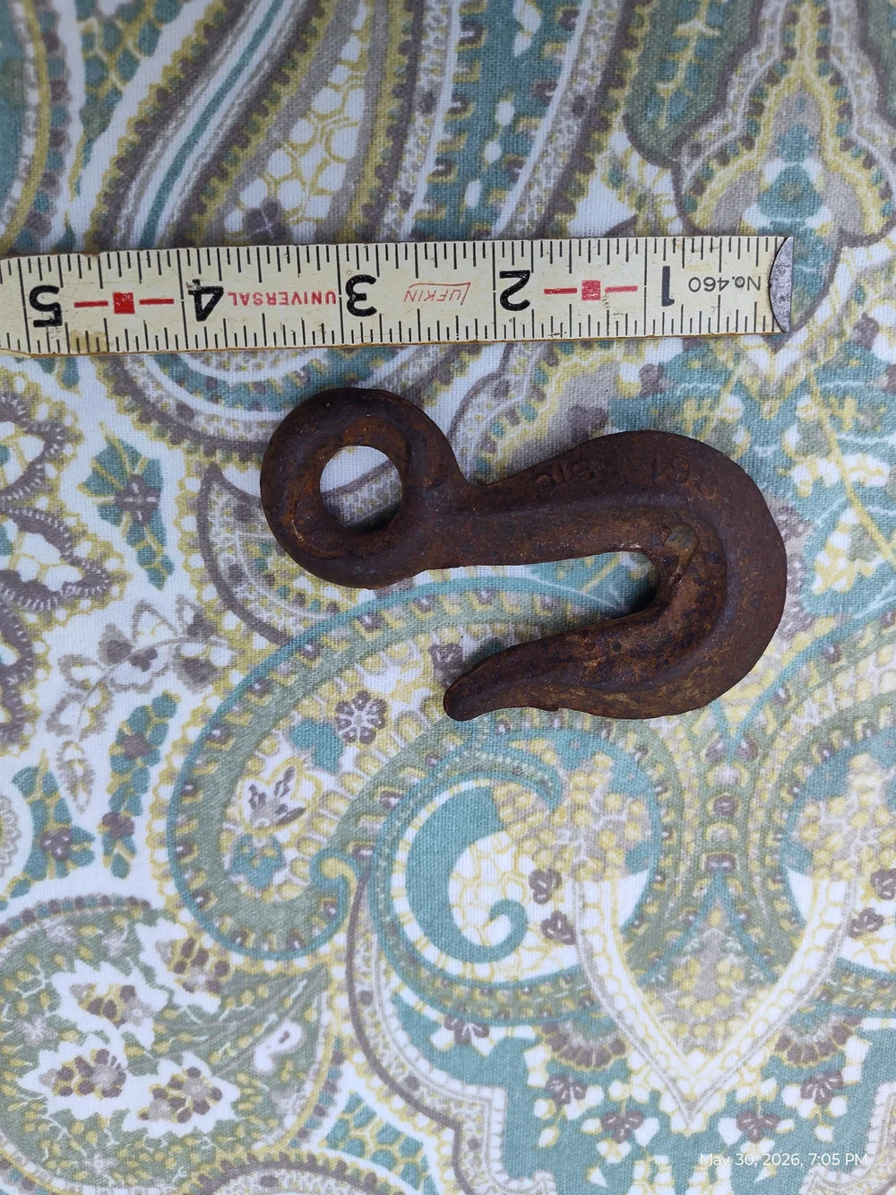 Rustic Rusty Metal Tow Hook Barn or Garage Themed Decor Smaller Size